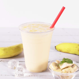 Creamy Tea Zone banana powder smoothie showcasing tropical flavor.