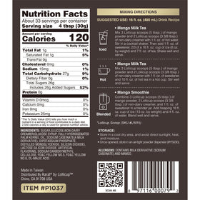 Tea Zone Mango Powder ingredients label features mango extract.