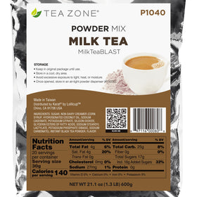 TEA ZONE Milk Tea Powder packaging shows a resealable bag for freshness.