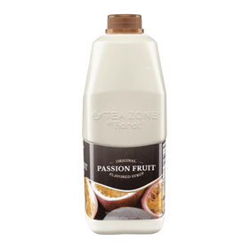 Tea Zone Passion Fruit Syrup being poured for quick flavor blending
