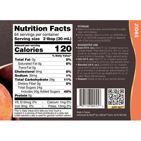 Tea Zone Peach Syrup stirred into a smoothie for fruity sweetness.