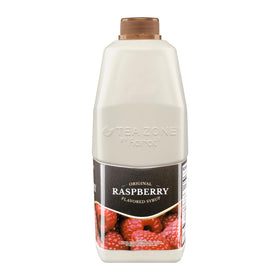 Pouring TEA ZONE Raspberry Syrup into a glass for drinks