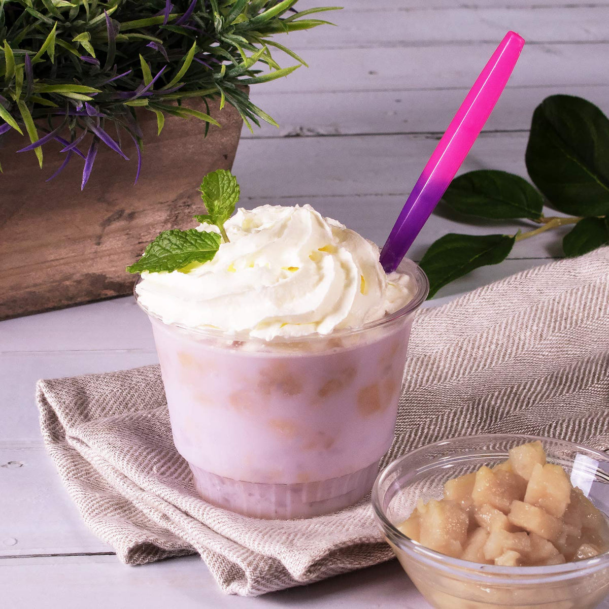 Tea Zone taro powder packaging on display signaling versatile use in smoothies