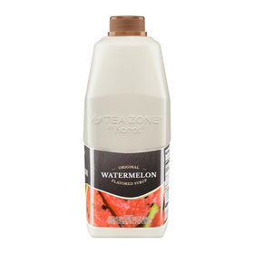 Tea Zone Watermelon Syrup poured into glass enhances refreshing fruity drinks.