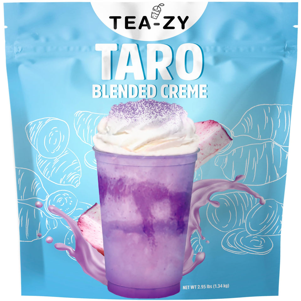 Tea-zy taro milk tea powder; rich, creamy mix for quick bubble tea at home.