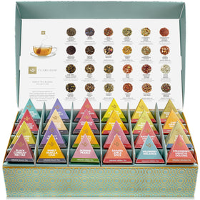 Teabloom 24 organic and kosher teas showcased for tasting variety.