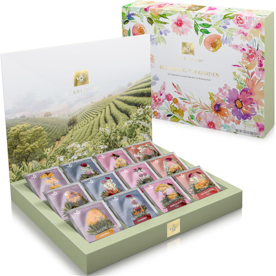 Teabloom flowering tea chest gift box, elegant packaging great for celebrations