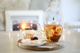 Teabloom Flowering Tea Sunset Love Cup: sunset tones, smooth flavor for sharing