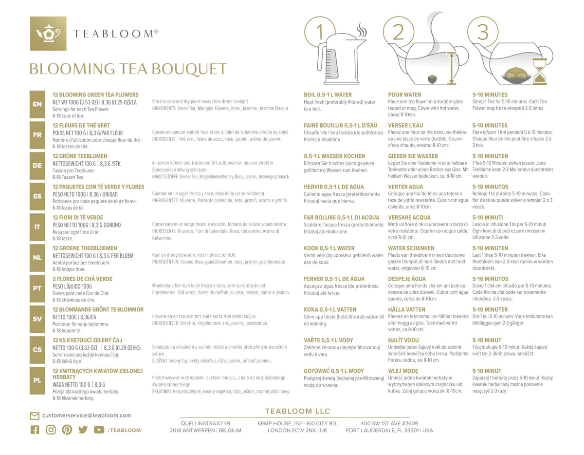Teabloom jasmine Love Reflections tea with perfumed petals and serene aroma