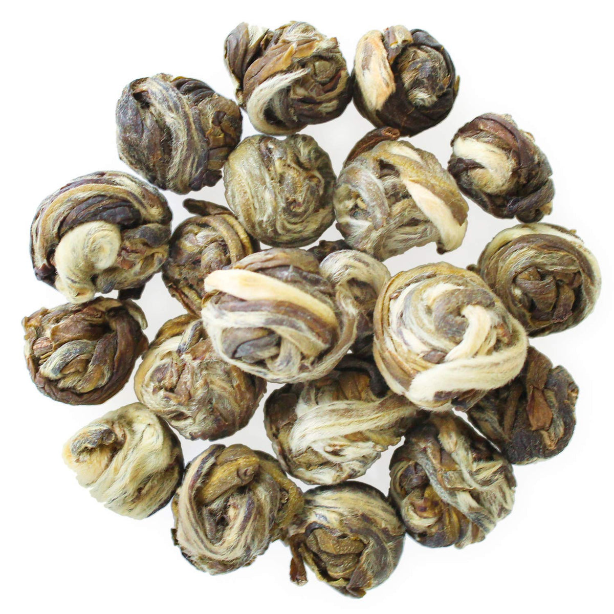 Close-up of Jasmine Pearls loose-leaf tea highlighting premium quality leaves