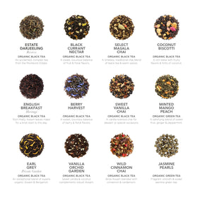 Teabloom organic tea collection spread for guided tastings and daily rituals.