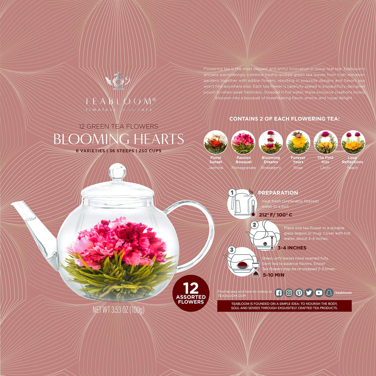 Teabloom pomegranate bloom tea ball for vibrant infusion