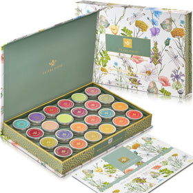 Teabloom tea chest with 24 blends, a premium gift for tea lovers.