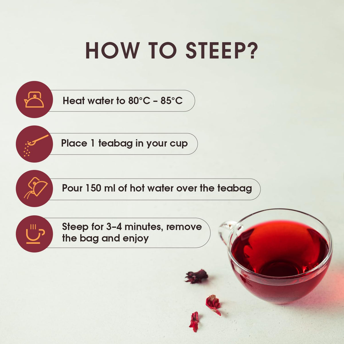 USDA organic, Non-GMO, gluten-free certification on Teabox hibiscus tea.