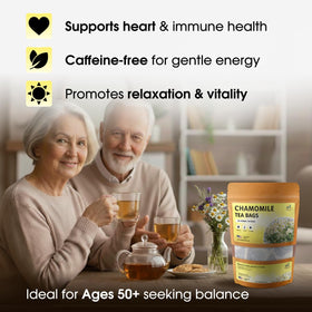 TeaDreamTea chamomile tea bags hot cup experience with calming notes.