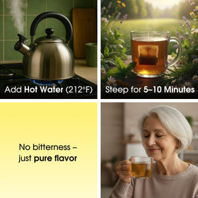 TeaDreamTea chamomile tea bags packaging highlights USA quality.