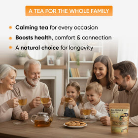 TeaDreamTea US-packaged calendula tea emphasizing fresh quality
