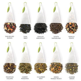 Tea Forte forty pyramid infuser bags ready for quick brews