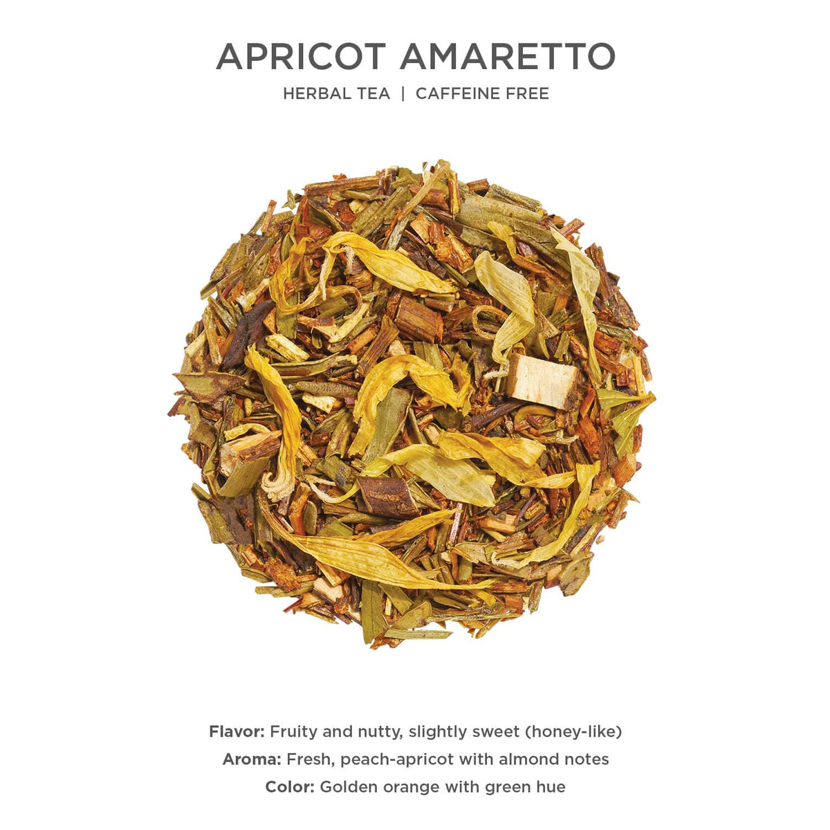 Tea Forte Apricot Amaretto steeping for five minutes creates a fragrant caffeine-free brew.