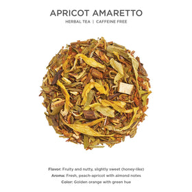 Tea Forte Apricot Amaretto steeping for five minutes creates a fragrant caffeine-free brew.