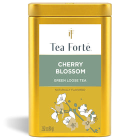 Tea Forte Cherry Blossom canister front view showing product and packaging