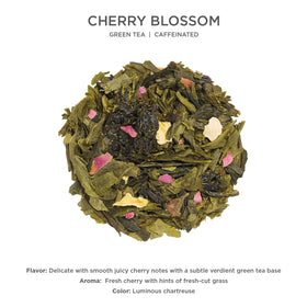 Green tea leaves and water for brewing Tea Forte Cherry Blossom