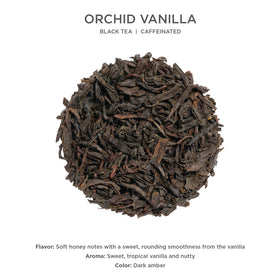 Tea Forte Orchid Vanilla canister artwork detail emphasizes design story