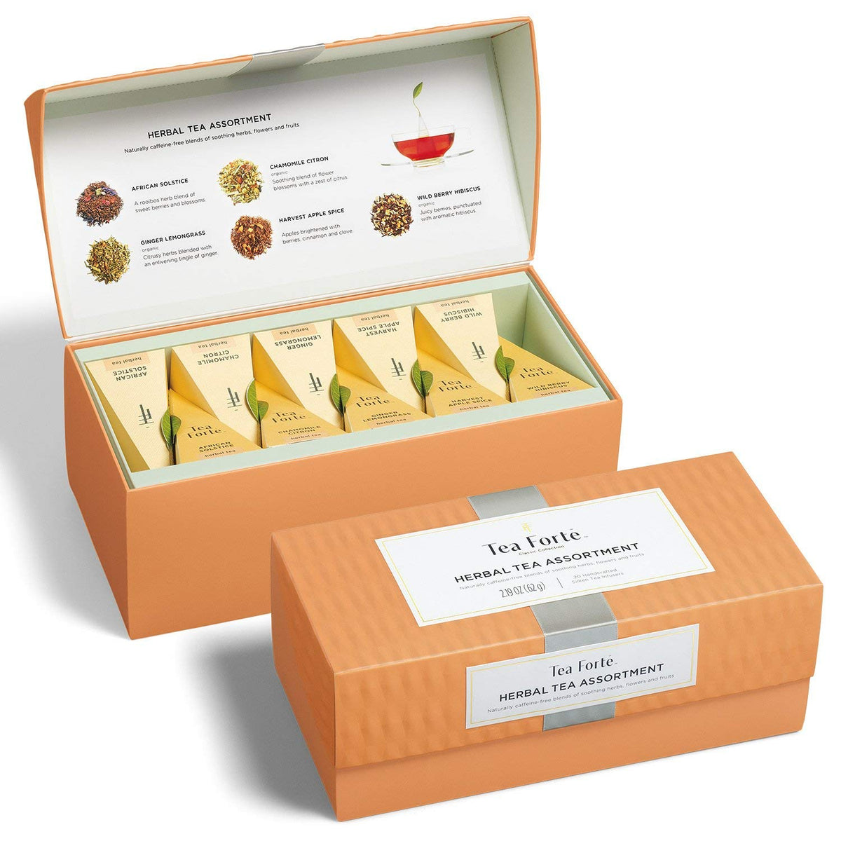 Tea Forte Premium Presentation Box Gift Set with 20 herbal pyramid tea bags