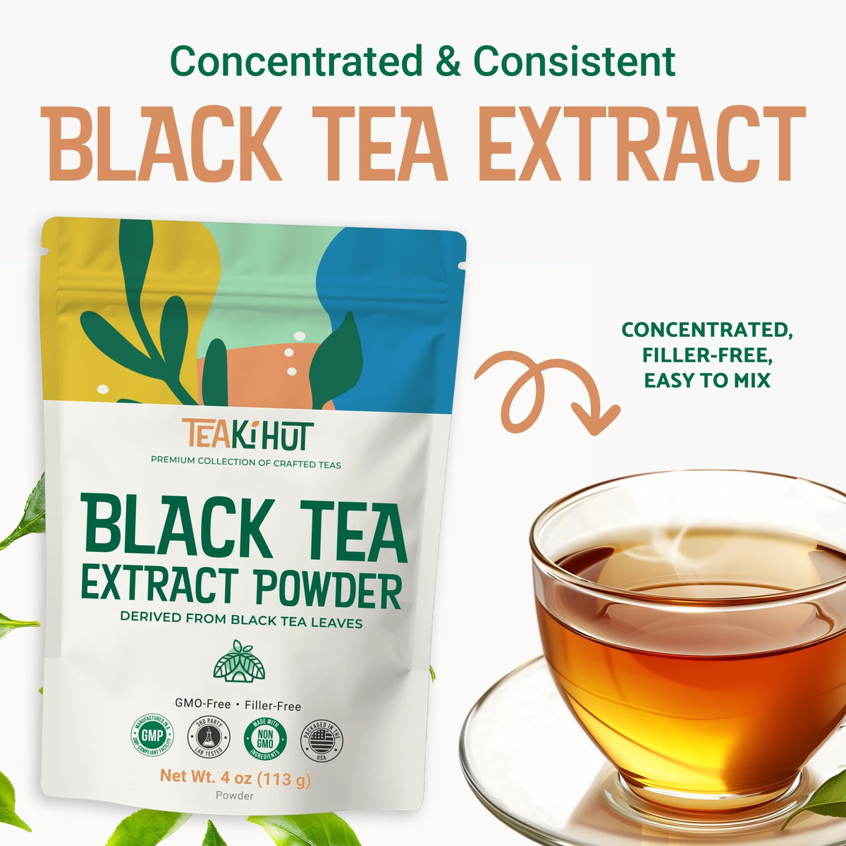 Hot tea cup prepared with TEAki Hut instant powder.