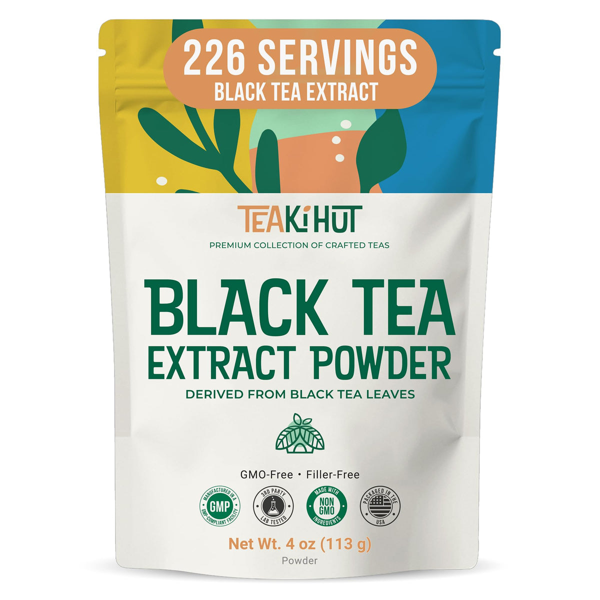 TEAki Hut instant black tea powder bottle ready for hot or cold brew.
