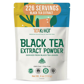 TEAki Hut instant black tea powder bottle ready for hot or cold brew.