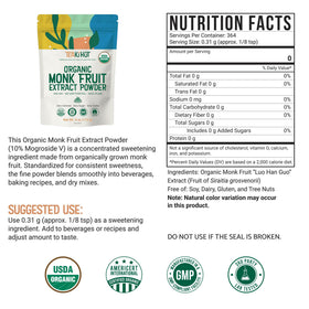 TEAki Hut Pure Monk Fruit Powder pours smoothly, ideal for sugar-free coffee and tea.