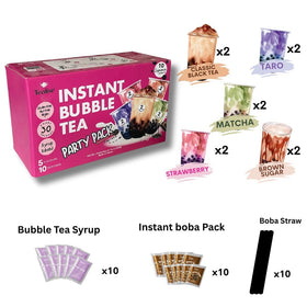 Tealise bubble tea cups set up for a party or family night