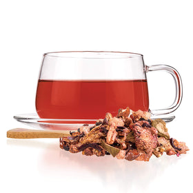 Tealyra Aloha Hawaii steeped tea displays crimson color and rich flavor.