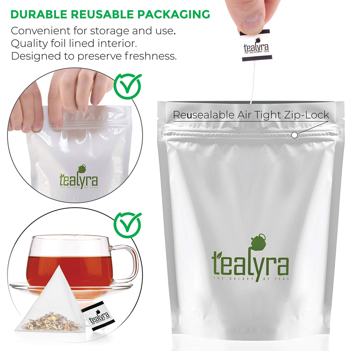 Tealyra Blood Cleanser Tea steaming cup, warm herbal aroma hints at mild daily wellness.