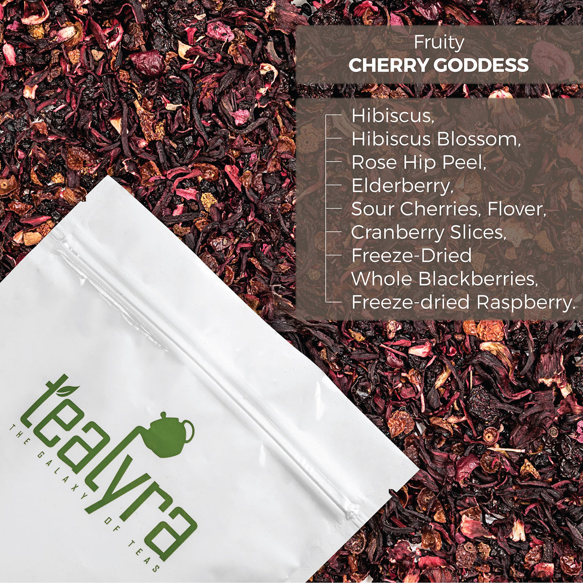 Hot brew in a cup releasing cherry, hibiscus, and berry fragrance.