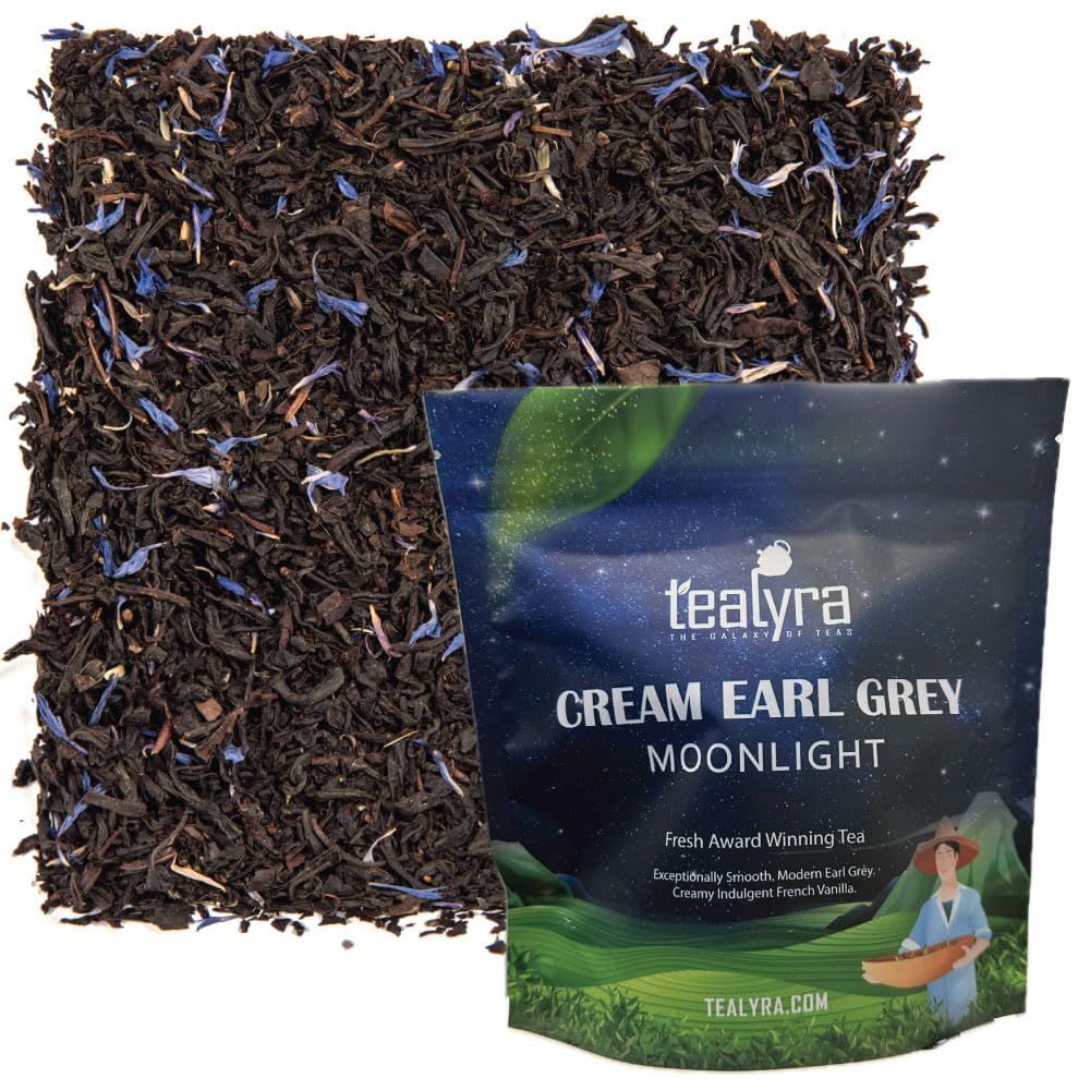 Tealyra Cream Earl Grey Moonlight tea leaves ready for a luxurious brew