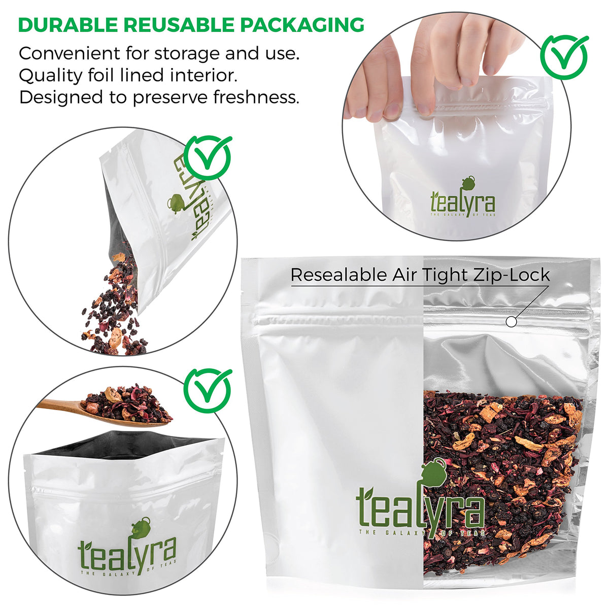 Tealyra Grandma's Garden Berry dry leaves reveal real berries and hibiscus aroma.