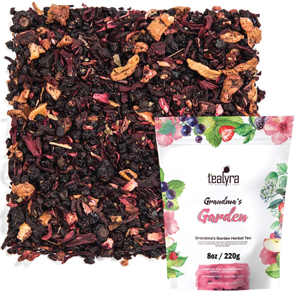 Tealyra Grandma's Garden Berry packaging highlights vibrant fruit notes and inviting color.