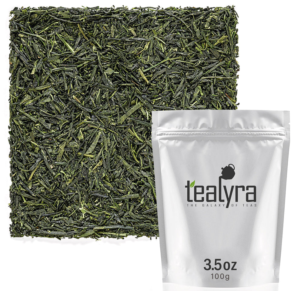 Tealyra Gyokuro Kokyu loose leaf close-up shows premium aroma and umami, ideal for a quiet morning ritual.
