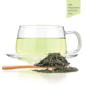 Tealyra Gyokuro Kokyu tea cup steeping captures rich aroma for mindful moments.