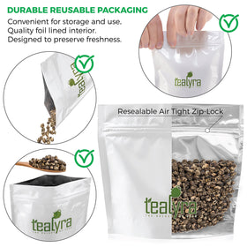 Tealyra Imperial Jasmine Dragon Pearls steeping in a cup releasing a soothing fragrance.