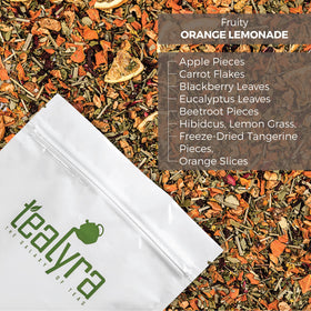 Tealyra Orange Lemonade herbal blend with lemongrass and eucalyptus.