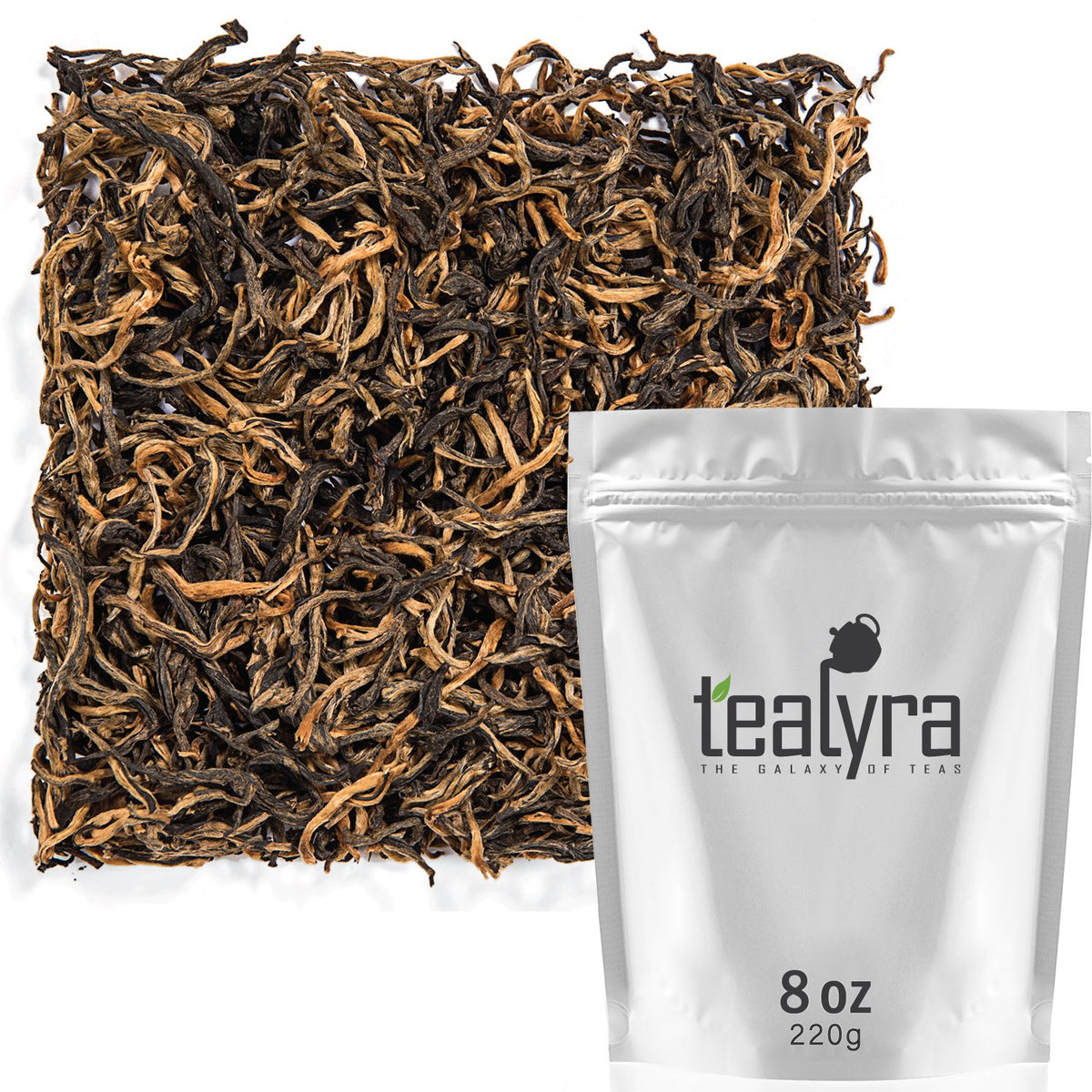 Tealyra Yunnan Golden Special dry leaves close-up, premium aroma.