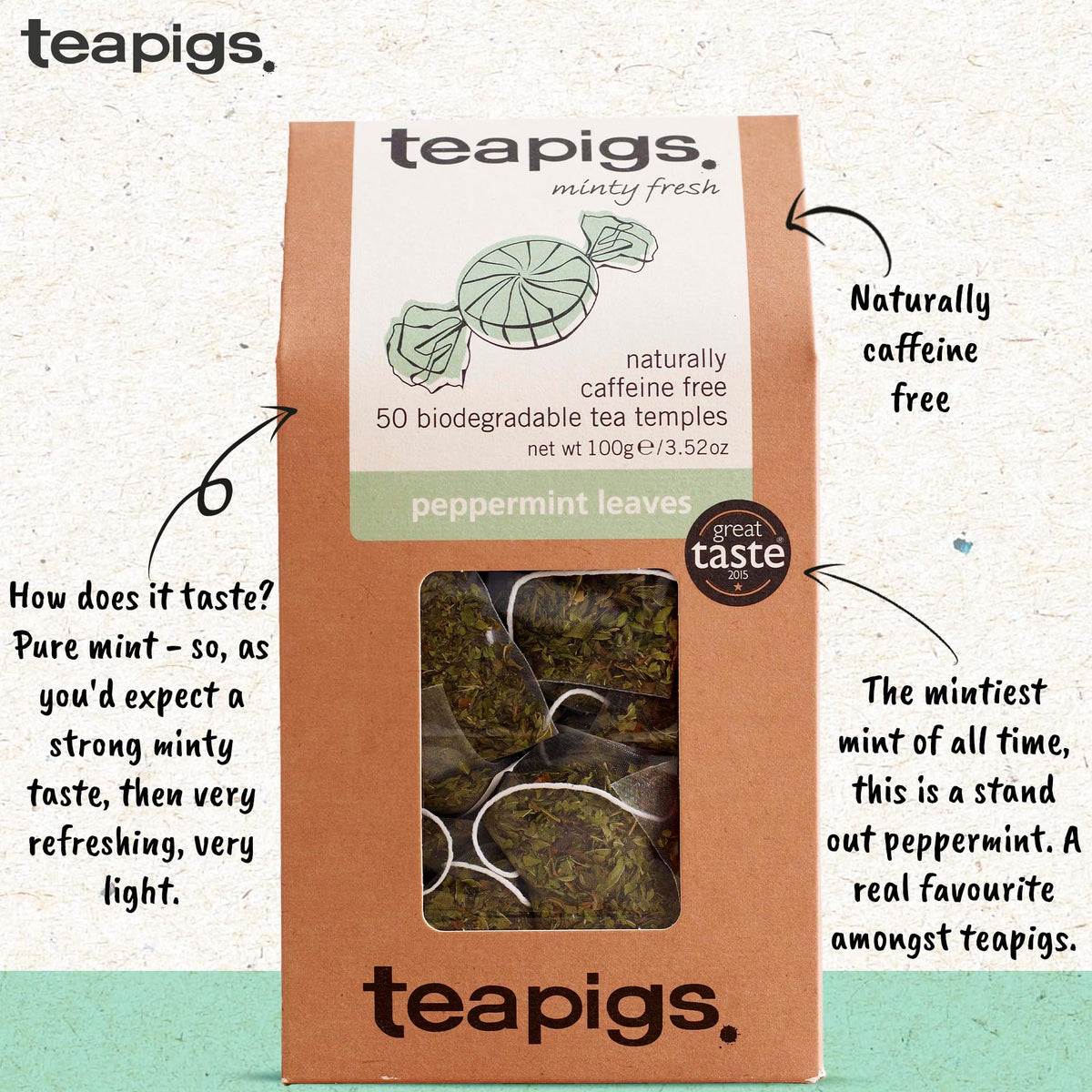 Teapigs biodegradable-tea-bags highlight eco-friendly packaging and convenient use.