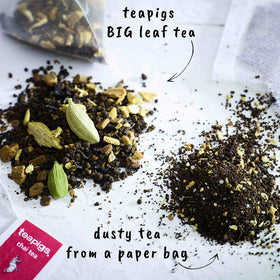 Teapigs biodegradable tea bags highlight eco-friendly packaging and robust infusion.