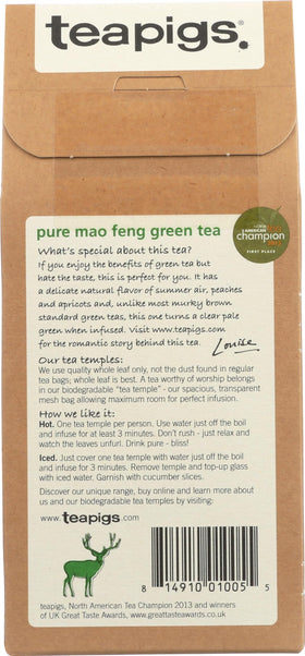 Teapigs Green Mao Feng packaging highlights premium green tea.
