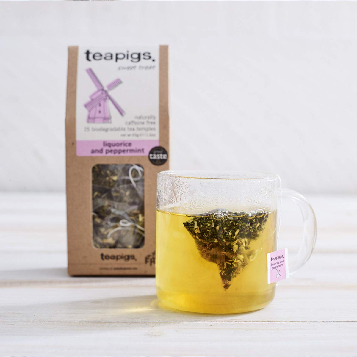 teapigs packaging with 50-count bags, convenient daily tea option