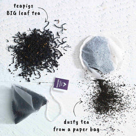 teapigs whole-leaf-tea-bags-closeup highlights premium leaves for a rich flavor.