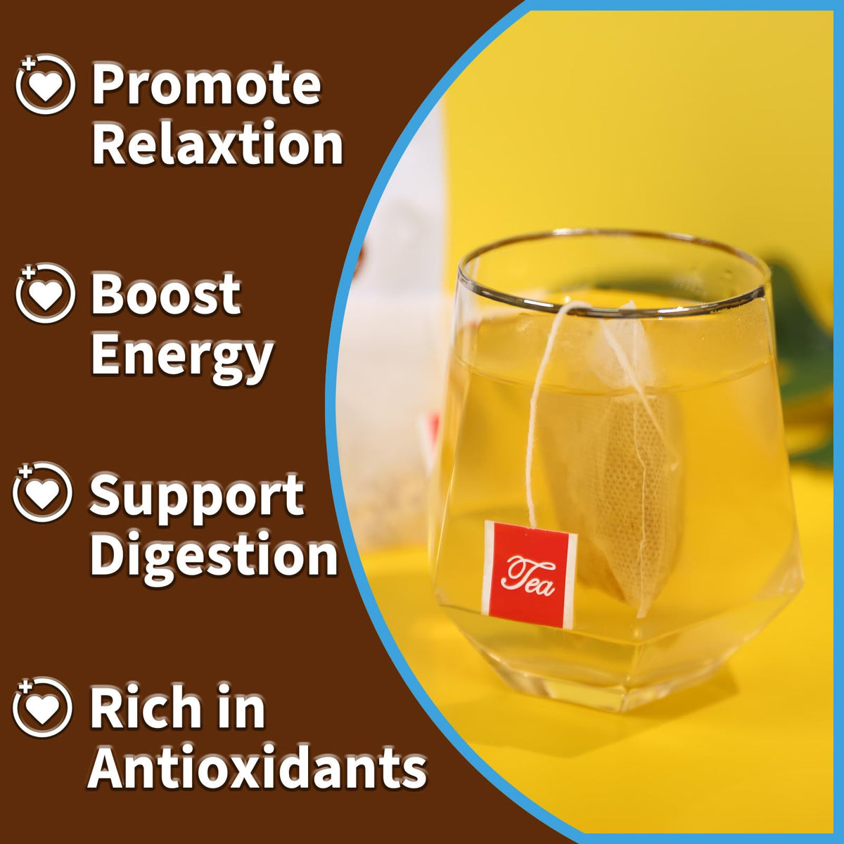 TEARELAE tea bags with ultrasonic-bonded strings for clean taste.